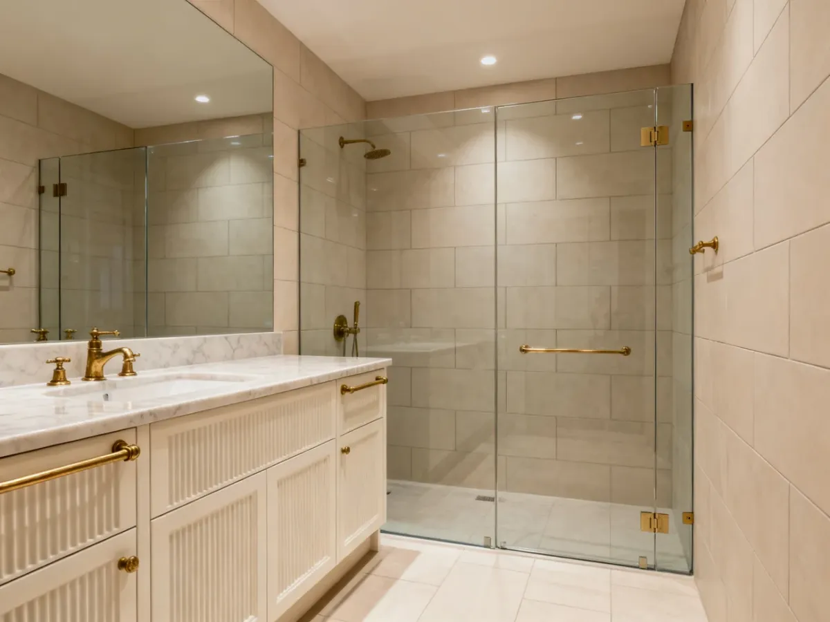 Łazienka w stylu modern classic łącząca minimalizm z eleganckimi detalami