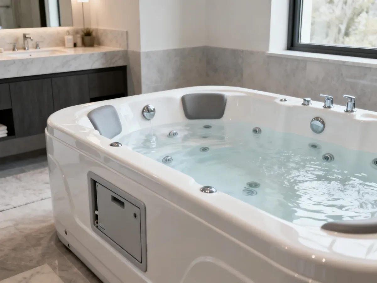 Nowoczesna wanna z hydromasażem w eleganckiej łazience