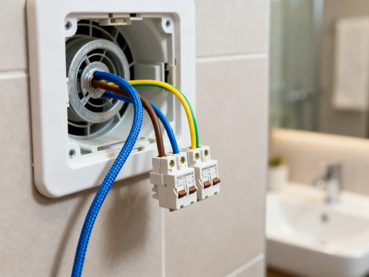 Przewody elektryczne przygotowane do podłączenia wentylatora łazienkowego