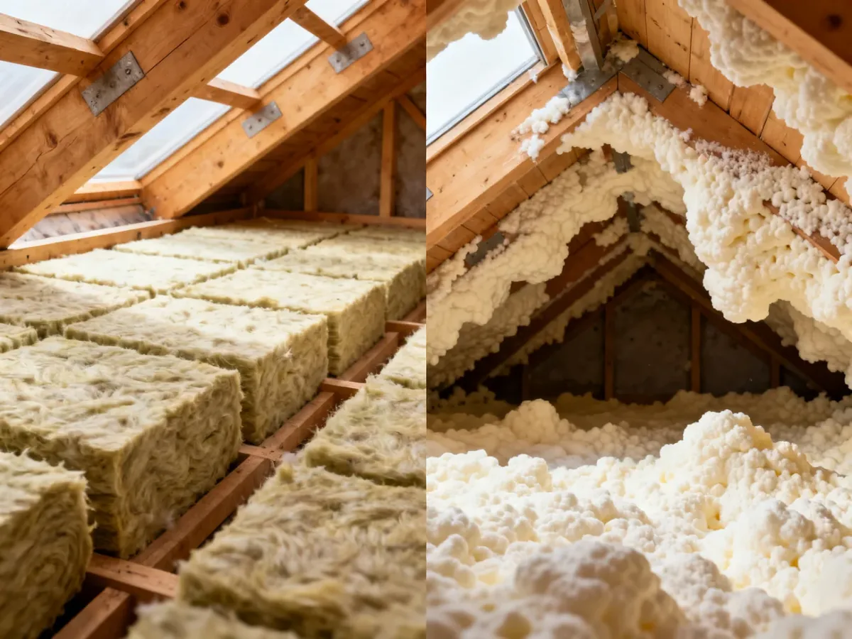 Porównanie wełny mineralnej i piany PUR między krokwiami dachu