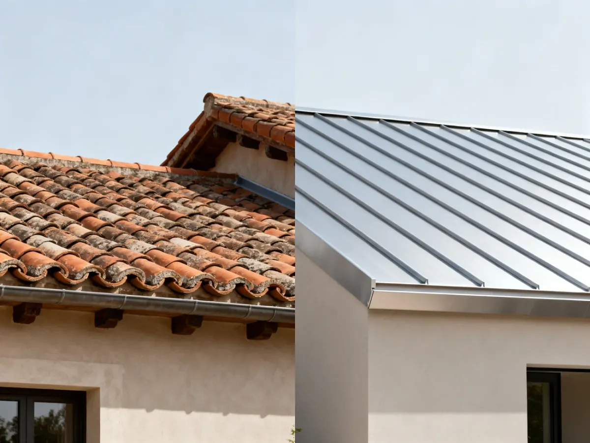 Porównanie dachu z dachówką ceramiczną i blachą na rąbek