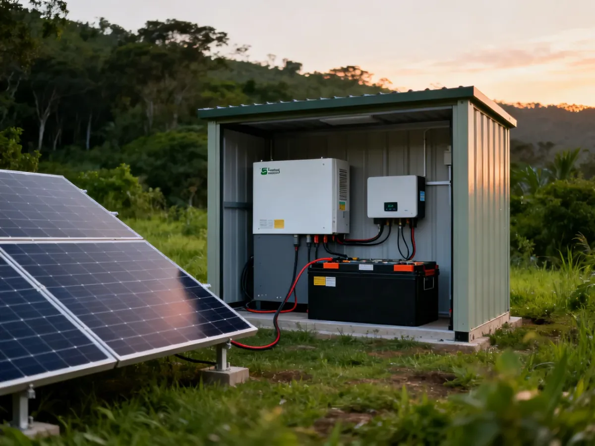 Panele fotowoltaiczne połączone z magazynem energii w systemie off-grid