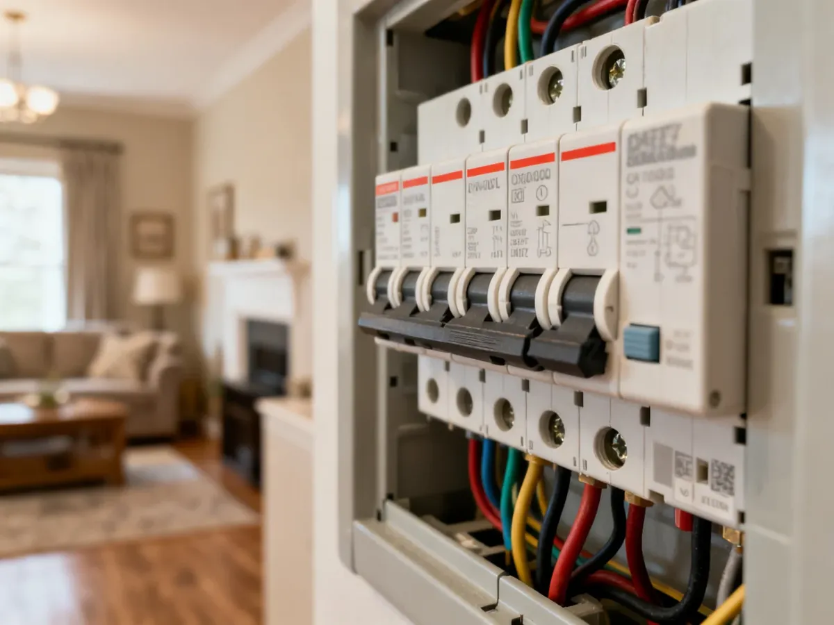 Domowa rozdzielnica elektryczna z wyłącznikami nadprądowymi