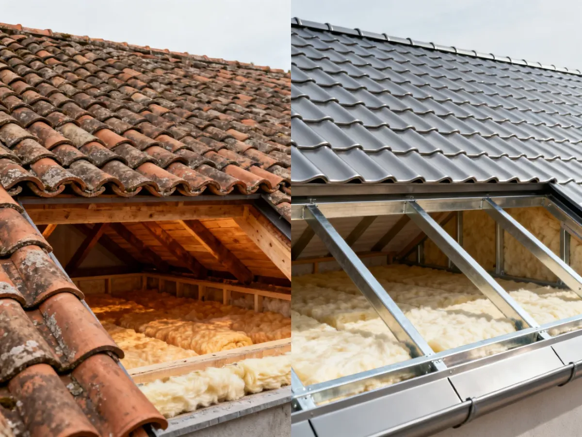 Porównanie dachu pokrytego dachówką ceramiczną i blachodachówką