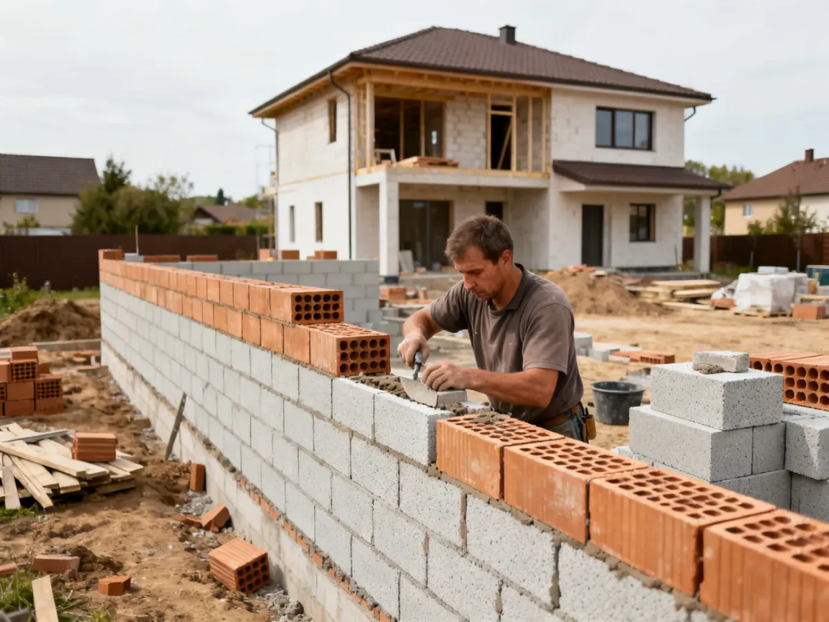 Murowanie domu z pustaków ceramicznych i bloczków z betonu komórkowego